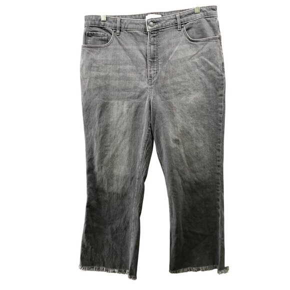 Loft Kick Crop Jeans Womens 14 / 32 Gray Raw Hem Stretch High Rise - Picture 1 of 11